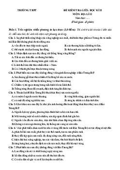 Bộ 7 đề thi Giữa kì 2 Địa lí 12 Cánh diều Cấu trúc mới