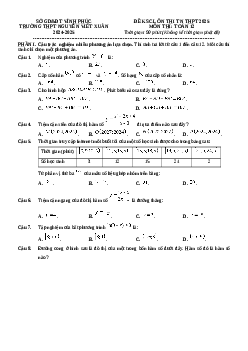 Đề thi thử tốt nghiệp THPT 2025 Toán trường THPT Nguyễn Viết Xuân - Vĩnh Phúc