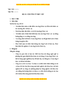 Giáo án Cảm ứng ở thực vật Sinh học 11 Cánh diều