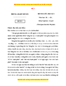 Đề thi giữa kì 1 Ngữ văn 8 Chân trời sáng tạo (đề 3)