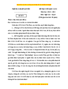 Đề thi cuối kì 2 Ngữ văn 8 Cánh diều (Đề 3)