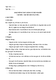 Giáo án Chủ đề 2: Mật độ dân số Toán 9 Cánh diều