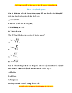 Trắc nghiệm Chuyển động ném Vật lí 10 Kết nối tri thức