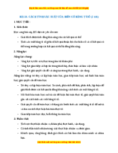 Giáo án Cách tính xác suất của biến cố bằng tỉ số Toán 8 Kết nối tri thức