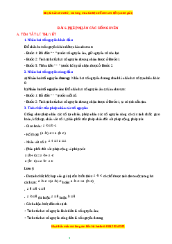 Chuyên đề Phép nhân các số nguyên Toán 6 Cánh diều