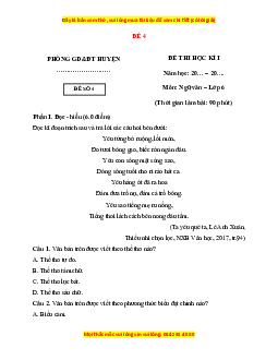 Đề thi cuối kì 1 Ngữ văn 6 Kết nối tri thức (đề 4)