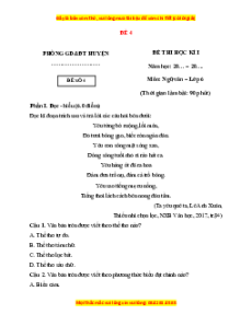 Đề thi cuối kì 1 Ngữ văn 6 Kết nối tri thức (đề 4)