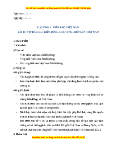 Giáo án Bài 14 Địa lí 8 Chân trời sáng tạo (2024): Vị trí địa lí của Biển Đông, các vùng biển của Việt Nam