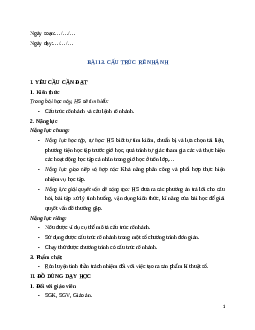 Giáo án Bài 13: Cấu trúc rẽ nhánh Tin học lớp 5 Kết nối tri thức