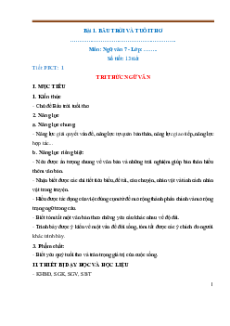 Giáo án Ngữ văn 7 Học kì 1 Kết nối tri thức