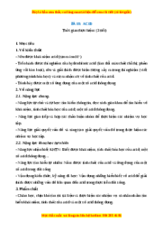 Giáo án Acid Hóa học 8 Cánh diều