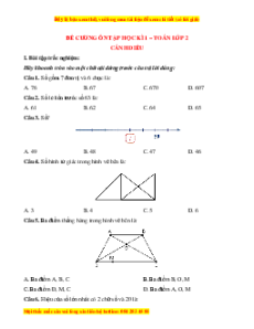 Đề cương ôn tập Học kì 1 Toán lớp 2 Cánh diều
