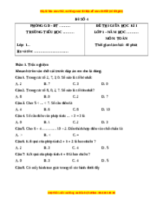 Đề thi giữa kì 1 Toán lớp 1 Cánh diều - Đề 4