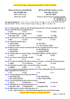Đề thi thử Hóa Học trường Chuyên Bến Tre lần 1 năm 2023