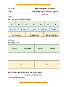 Bài tập cuối tuần Tiếng việt lớp 1 Tuần 11 Chân trời sáng tạo (có lời giải)
