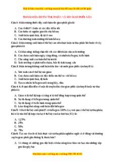 Trắc nghiệm Thoái hóa do tự thụ phấn và do giao phối gần Sinh học 9