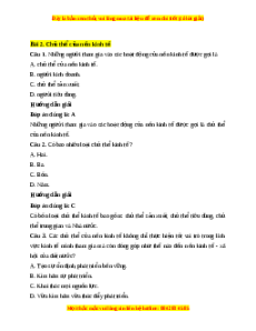 Trắc nghiệm KTPL 10 Bài 2: Các chủ thể của nền kinh tế