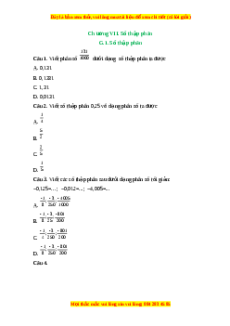 Trắc nghiệm Số thập phân Toán 6 Kết nối tri thức