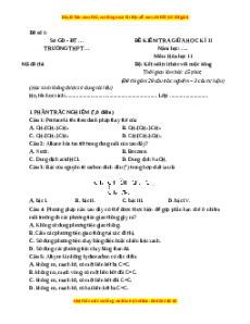 Đề thi giữa kì 2 Hóa Học 11 Kết nối tri thức (Đề 1)
