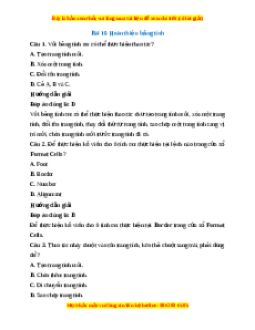 Trắc nghiệm Tin học 7 Bài 10 Kết nối tri thức: Hoàn thiện bảng tính