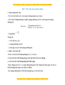 Lý thuyết Tốc độ của chuyển động KHTN 7 Cánh diều