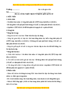 Giáo án Công thức phân tử hợp chất hữu cơ Hóa học 11 Cánh diều