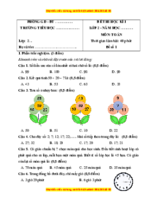 Bộ 10 đề thi cuối kì 1 Toán lớp 2 Cánh diều có đáp án