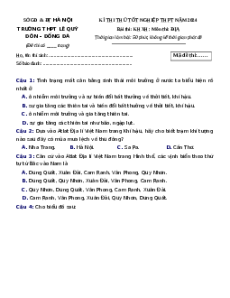 Đề thi thử tốt nghiệp Địa lí trường THPT Lê Quý Đôn - Hà Nội năm 2024