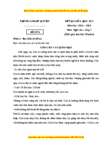 Đề thi giữa học kì 1 Ngữ Văn 7 Chân trời sáng tạo (Đề 6)