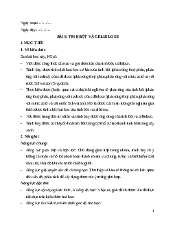 Giáo án Bài 6 Hóa học 12 Kết nối tri thức: Tinh bột và cellulose