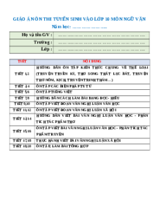 Giáo án Ôn thi Ngữ Văn vào lớp 10 năm 2025
