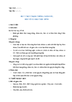 Giáo án Bài 7: Thực trạng trồng, chăm sóc, bảo vệ và khai thác rừng Công nghệ 12 Cánh diều