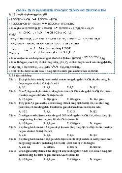 Chuyên đề dạy thêm Chủ đề 4: Thuỷ phân ester đơn chức trong môi trường kiềm Hóa học 12 (sách mới)