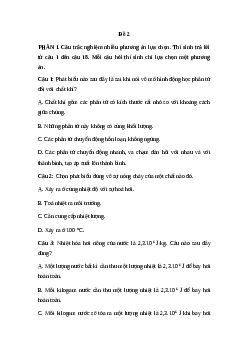 Đề thi Cuối kì 1 Vật lí 12 Chân trời sáng tạo (Đề 2)