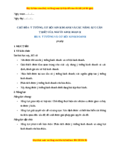 Giáo án Bài 6 KTPL 11 Chân trời sáng tạo: Ý tưởng và cơ hội kinh doanh
