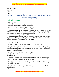 Giáo án Hai đường thẳng vuông góc. Vẽ hai đường thẳng vuông góc Toán lớp 4 Cánh diều