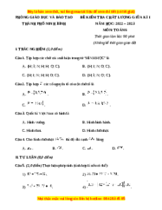 Đề thi giữa kì 1 Toán 6 Cánh diều Phòng GD&ĐT Thành phố Ninh Bình
