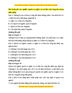 Trắc nghiệm Bài 16: Quyền con người, quyền và nghĩa vụ cơ bản của công dân trong Hiến pháp