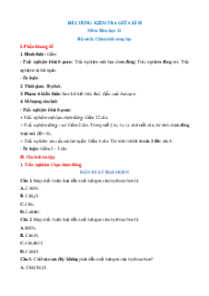 Đề cương Hóa học 11 Giữa kì 2 Chân trời sáng tạo (có lời giải)