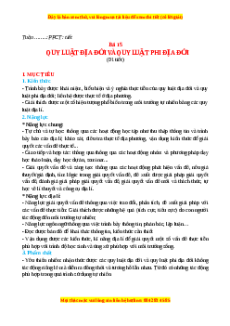 Giáo án Bài 15 Địa lí 10 Cánh diều: Quy luật địa đới và phi địa đới