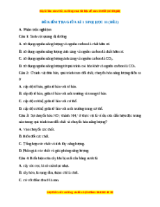 Đề thi giữa kì 1 Sinh học 11 Chân trời sáng tạo (đề 3)