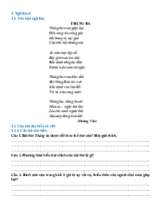 Ngữ liệu ngoài sgk lớp 7 phần Thơ bốn chữ, năm chữ