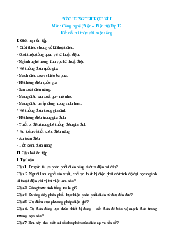 Đề cương ôn tập Cuối kì 1 Công nghệ 12 Điện, Điện tử Kết nối tri thức