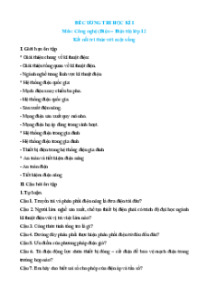 Đề cương ôn tập Cuối kì 1 Công nghệ 12 Điện, Điện tử Kết nối tri thức