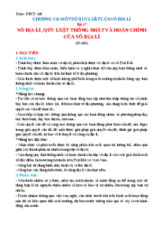 Giáo án Bài 17 Địa lí 10 Kết nối tri thức: Vỏ địa lí, quy luật thống nhất và hoàn chỉnh của vỏ địa lí