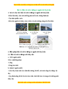 Lý thuyết Công nghệ 7 Chân trời sáng tạo Bài 14: Bảo vệ môi trường và nguồn lợi thuỷ sản