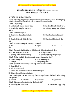 Đề thi cuối kì 1 Tin học 6 Kết nối tri thức - Đề 3
