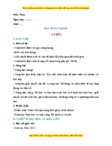 Giáo án Ngày, Tháng Toán 2 Chân trời sáng tạo