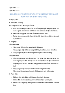 Giáo án Tìm giá trị lớn nhất và giá trị nhỏ nhất của hàm số Toán 12 Chân trời sáng tạo