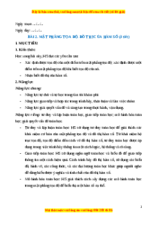 Giáo án Mặt phẳng tọa độ. Đồ thị của hàm số Toán 8 Cánh diều